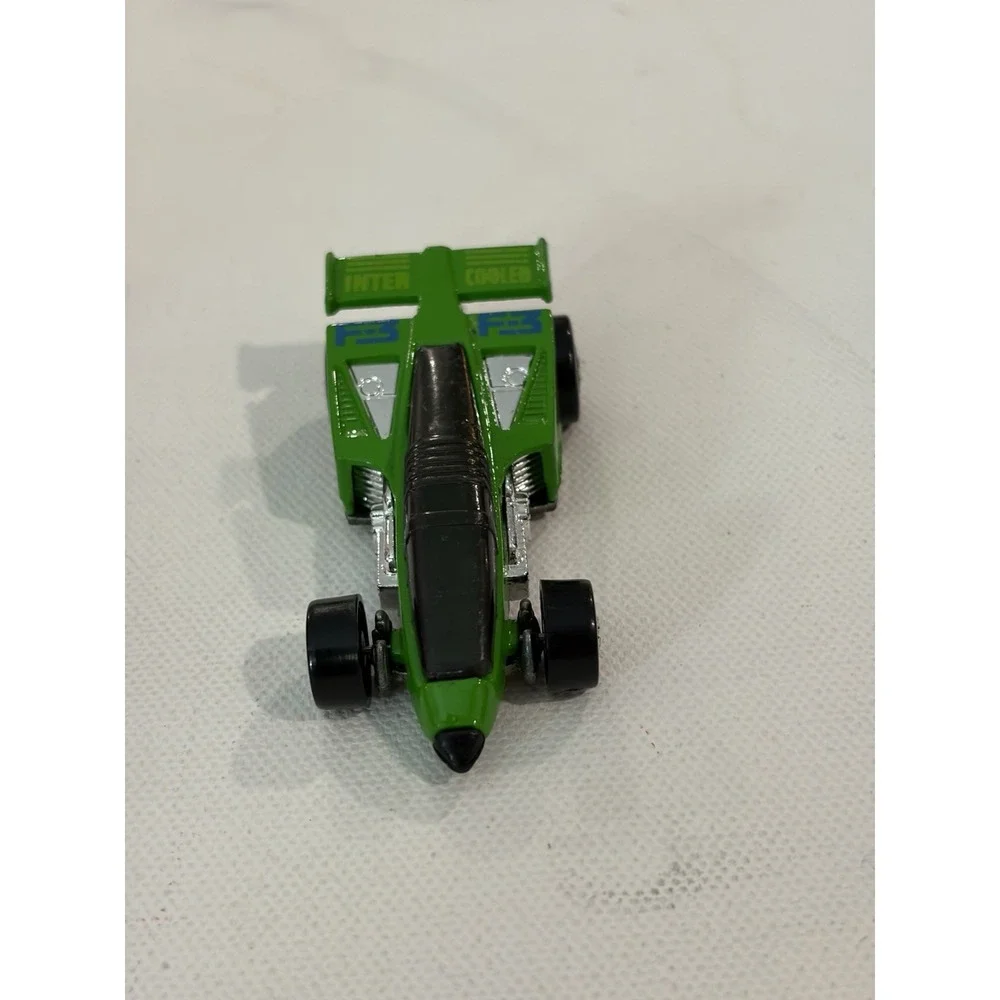 1987 HOT WHEELS F-3 SHADOW INTER COOLED GREEN 1:64 DIECAST JET RACE CAR W/ BLUE